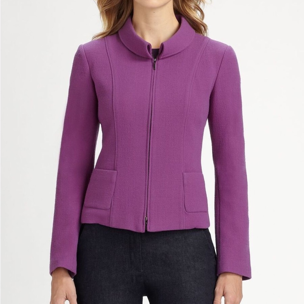 Purple Armani Collezioni Wool Zip Up Jacket [Size 6]